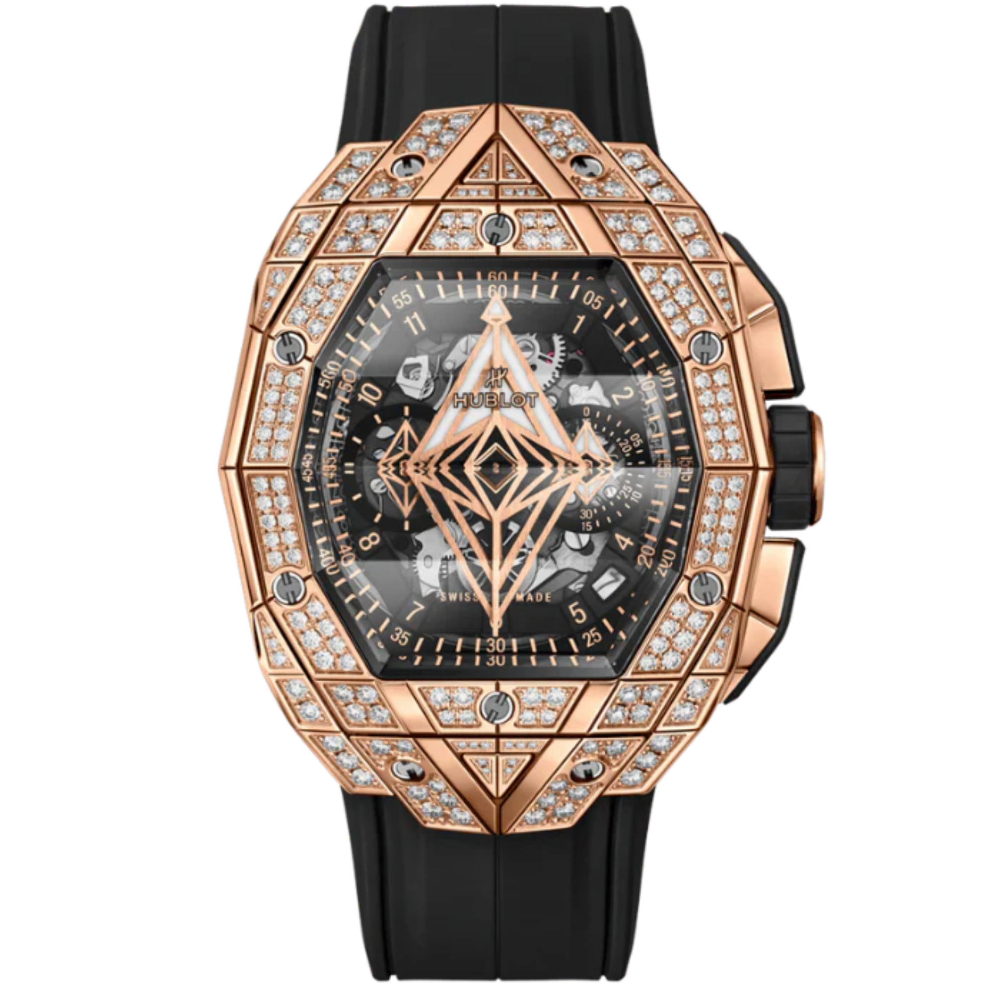 SPIRIT OF BIG BANG 42 MM SANG BLEU KING GOLD PAVÉ