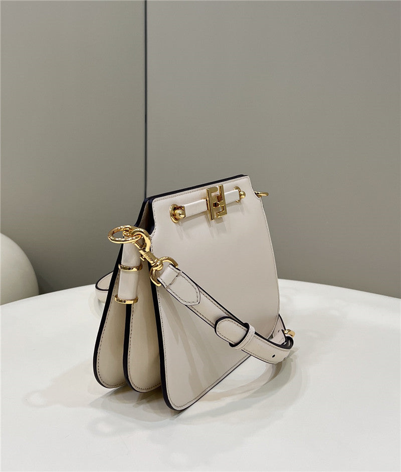 Fendi Inspired Touch Ivory and Python Print Leather Bag