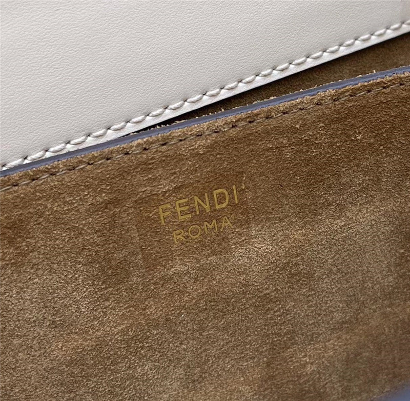 Fendi Inspired Touch Ivory and Python Print Leather Bag