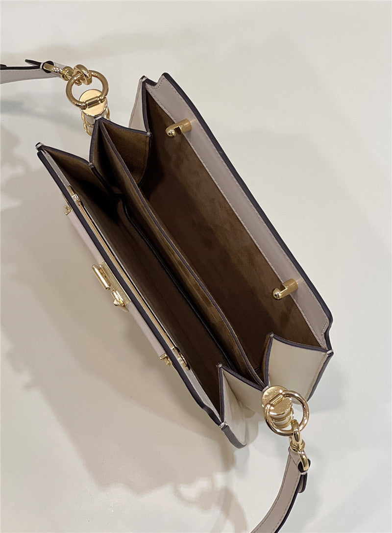 Fendi Inspired Touch Ivory and Python Print Leather Bag