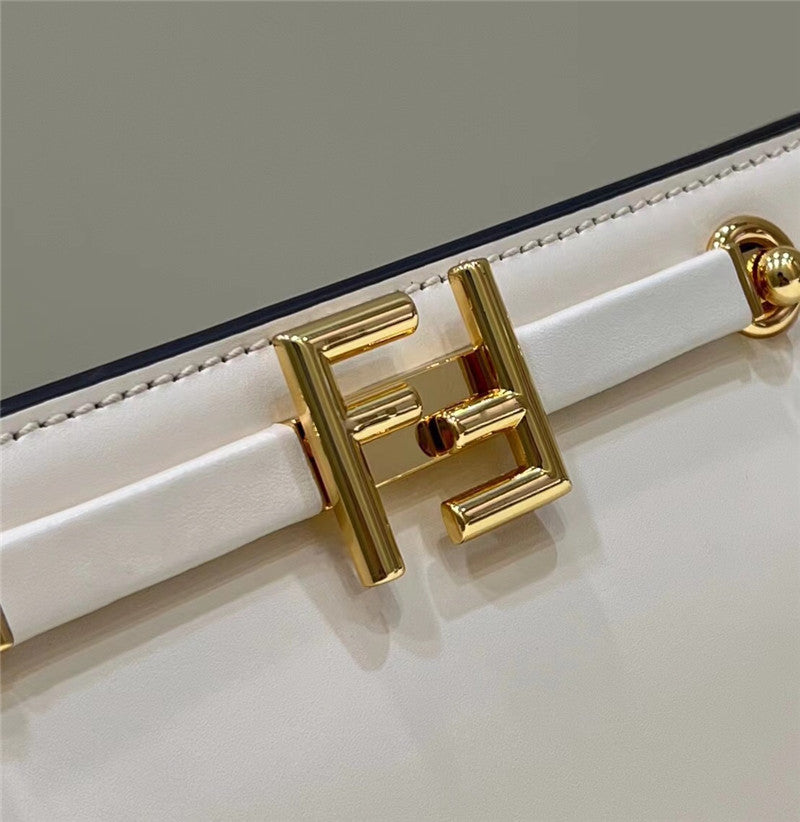 Fendi Inspired Touch Ivory and Python Print Leather Bag