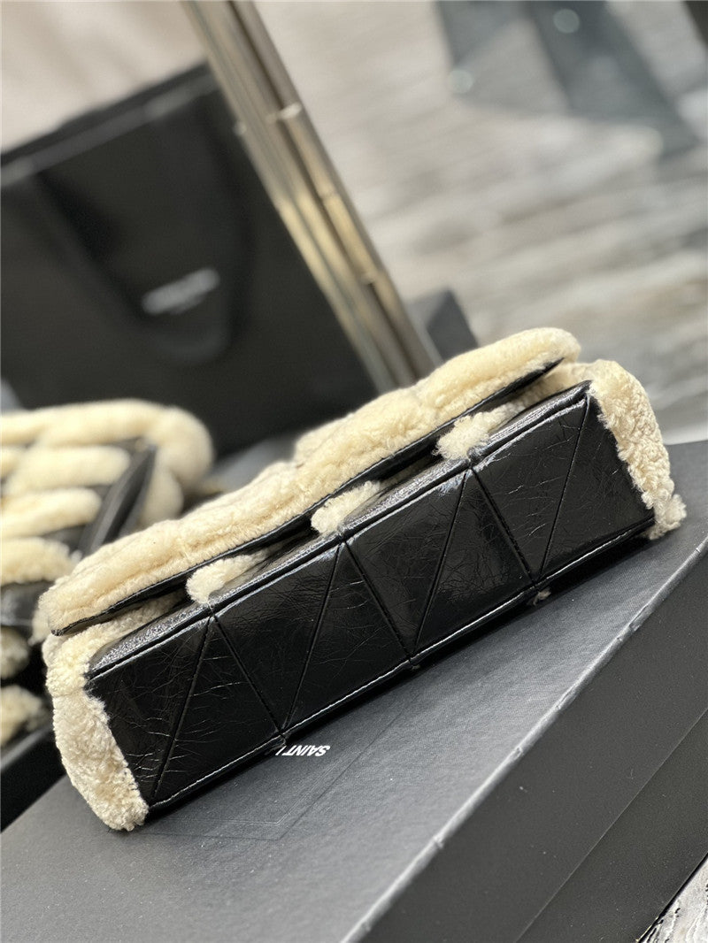 YSL Inspired Jamie Medium Suede and Shearling Shoulder Bag