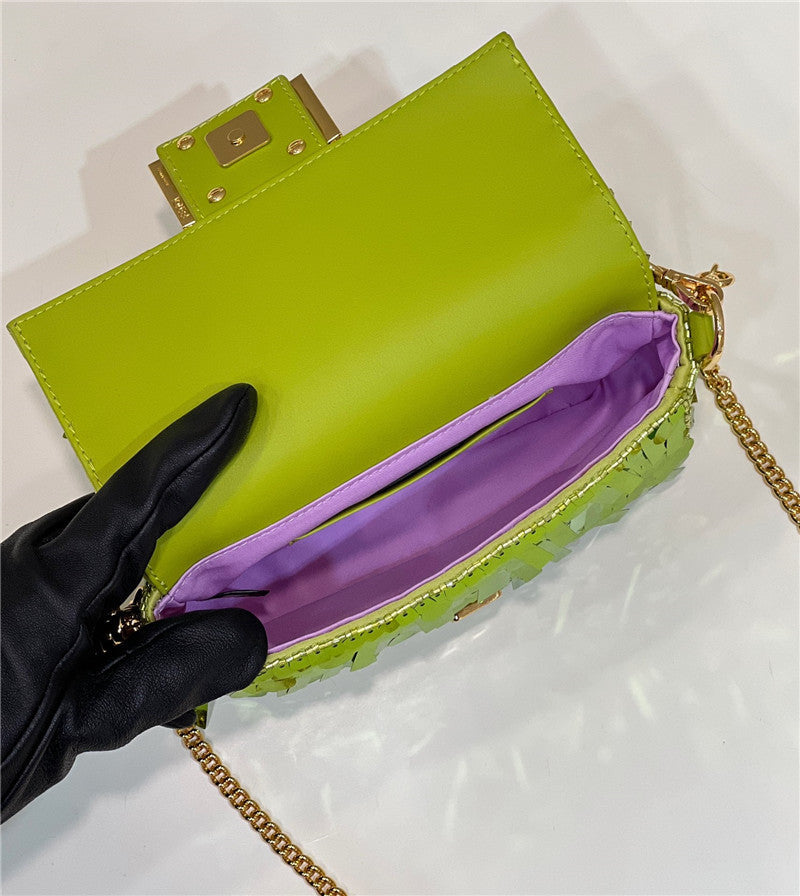 Fendi Inspired Baguette 223 Sequin Acid Leather Bag