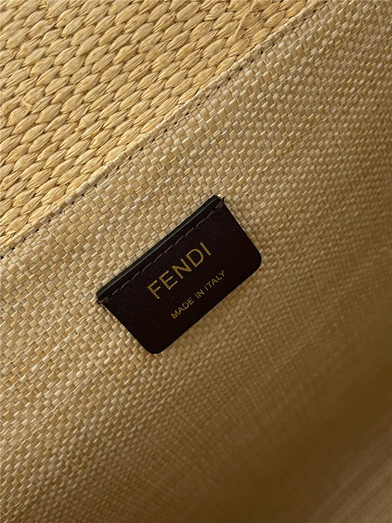 Fendi Inspired Sunshine Raffia Tote Bag