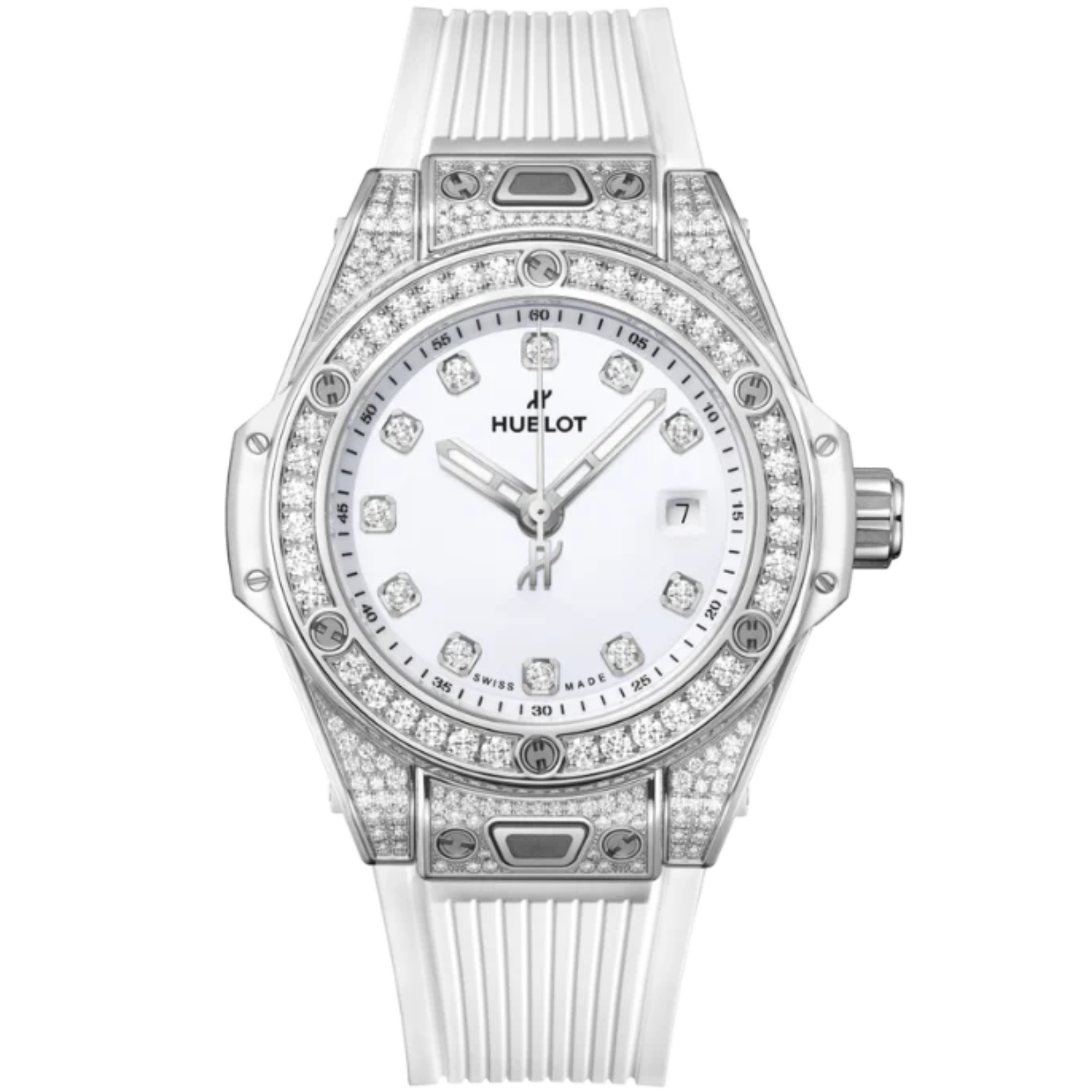 Big Bang 33mm ONE CLICK STEEL WHITE PAVÉ DIAMOND MARKERS