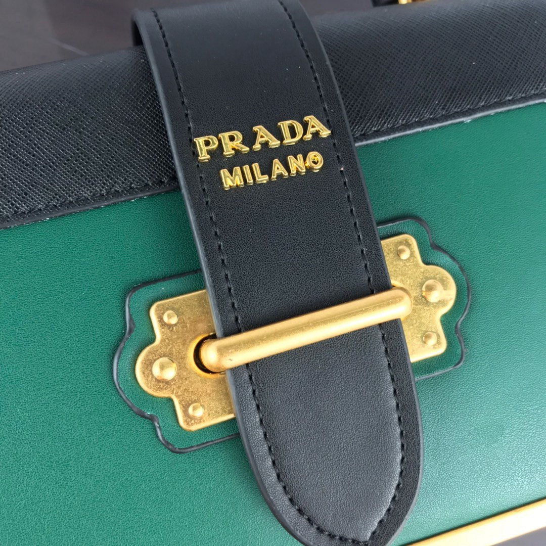 Prada Inspired Saffiano Leather Cahier Flap Shoulder Bag