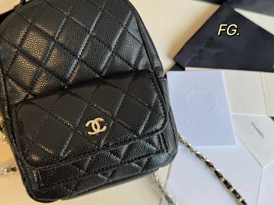 Chanel ispired Classic Mini Backpack 24C Black Caviar - Pochettereps