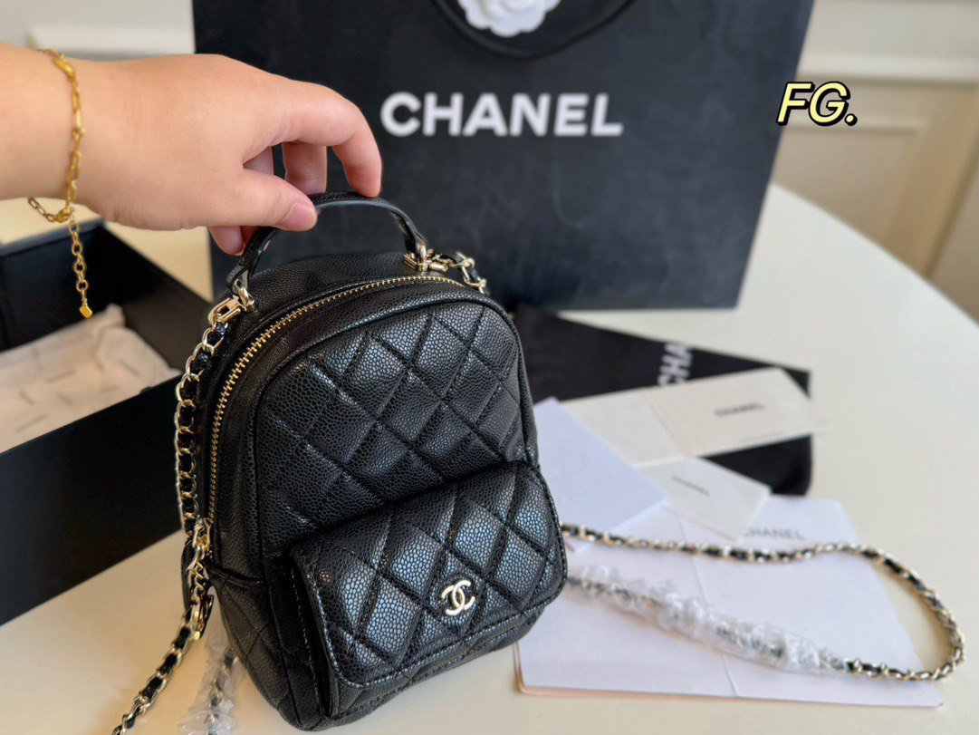 Chanel ispired Classic Mini Backpack 24C Black Caviar - Pochettereps