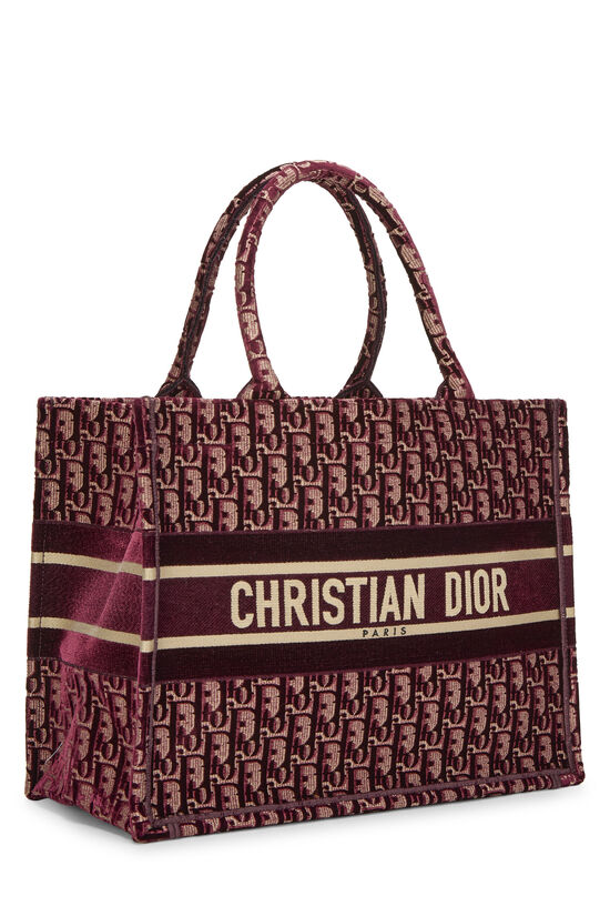 Dior Burgundy Velvet Oblique Denim Book Tote Bag - AAA Bags at Pochettebag