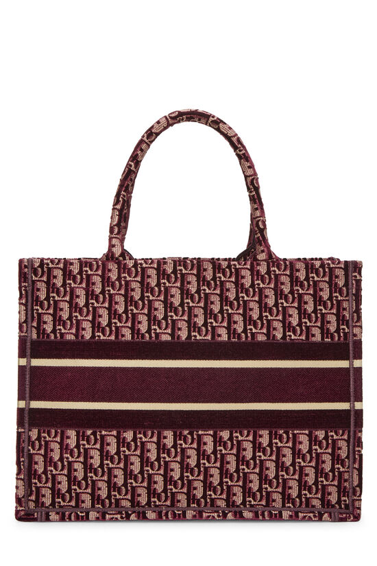 Dior Burgundy Velvet Oblique Denim Book Tote Bag - AAA Bags at Pochettebag