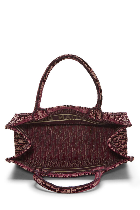Dior Burgundy Velvet Oblique Denim Book Tote Bag - AAA Bags at Pochettebag