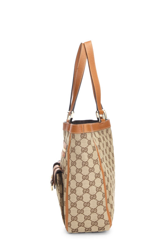 Gucci Inspired Canvas Abbey Pocket Tote Bag