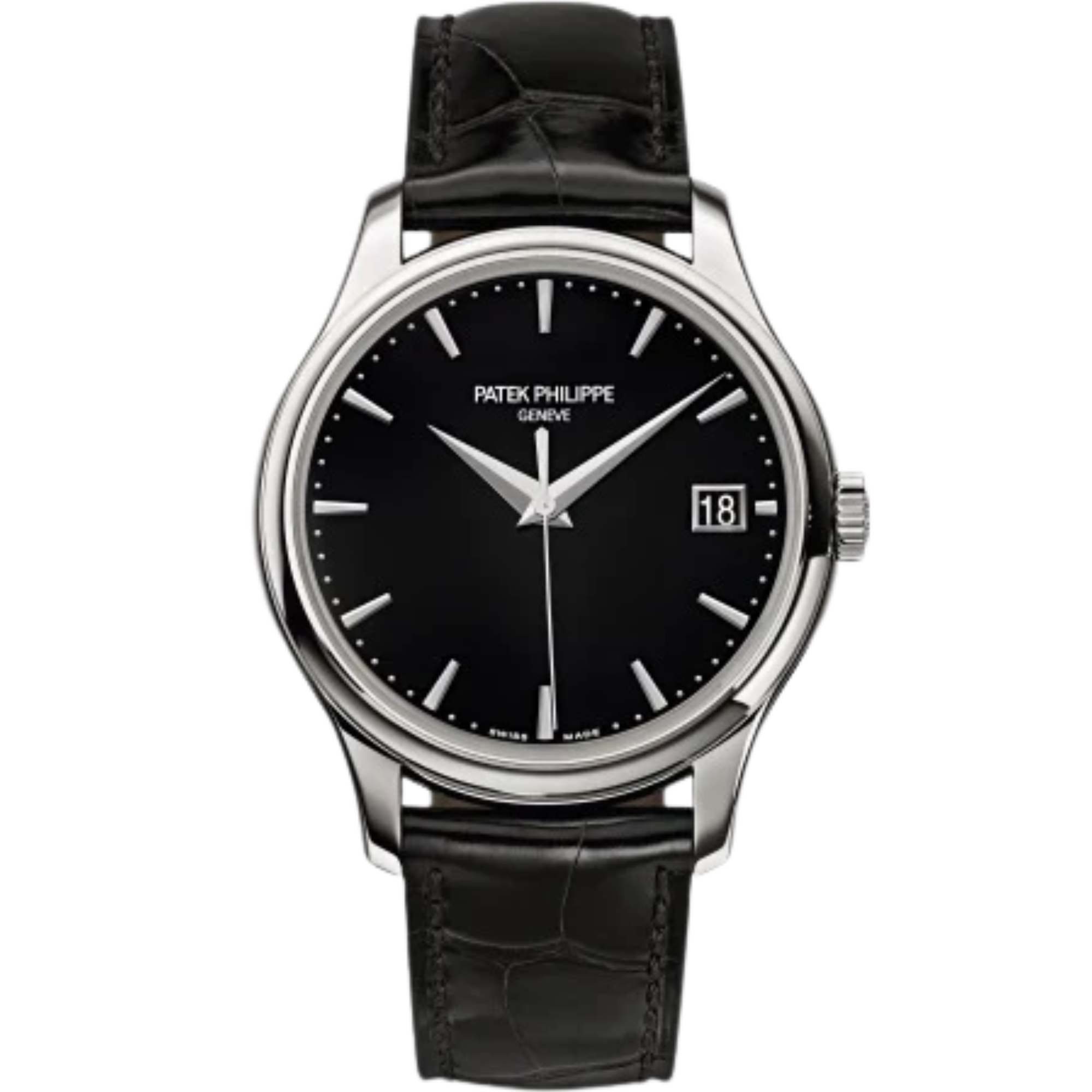 5227G Calatrava 39mm Shiny Black Alligator Strap Slate Black Lacquered Dial White Gold Bezel