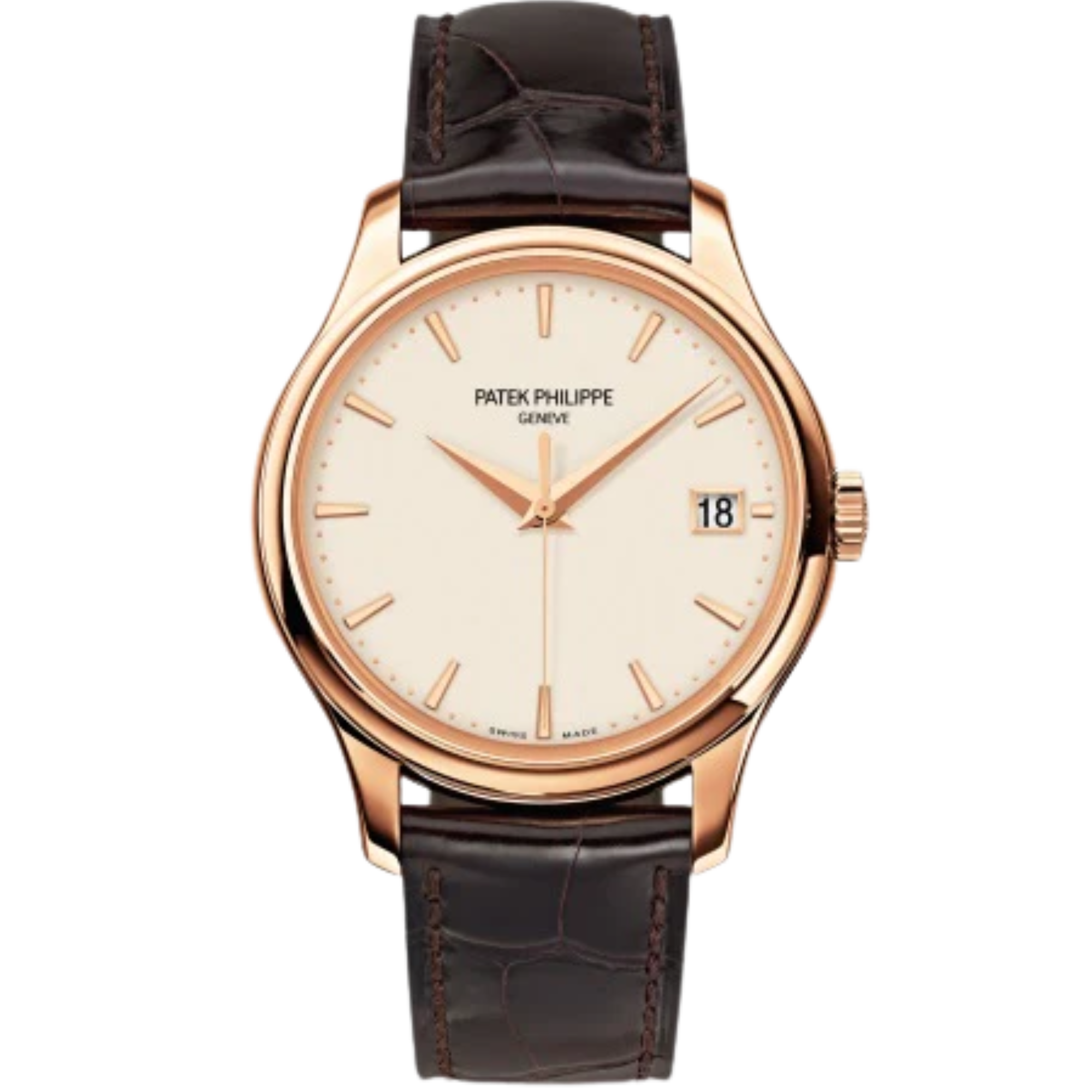 5227R Calatrava 39mm Dark Chestnut Shiny Alligator Strap Ivory Lacquered Dial Rose Gold Bezel