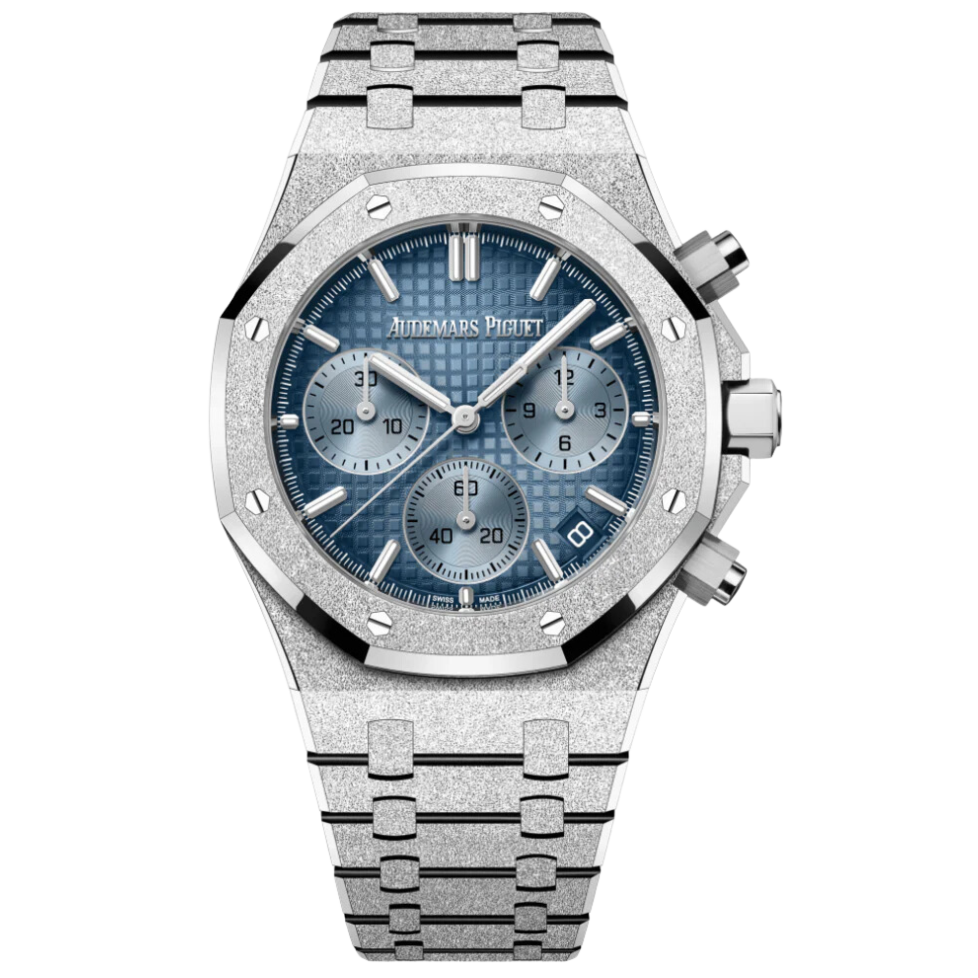 Audemars Piguet Ref. 26240BC.GG.1324BC.02 41MM White Gold Frosted Royal Oak Chronograph Ice Blue Dial