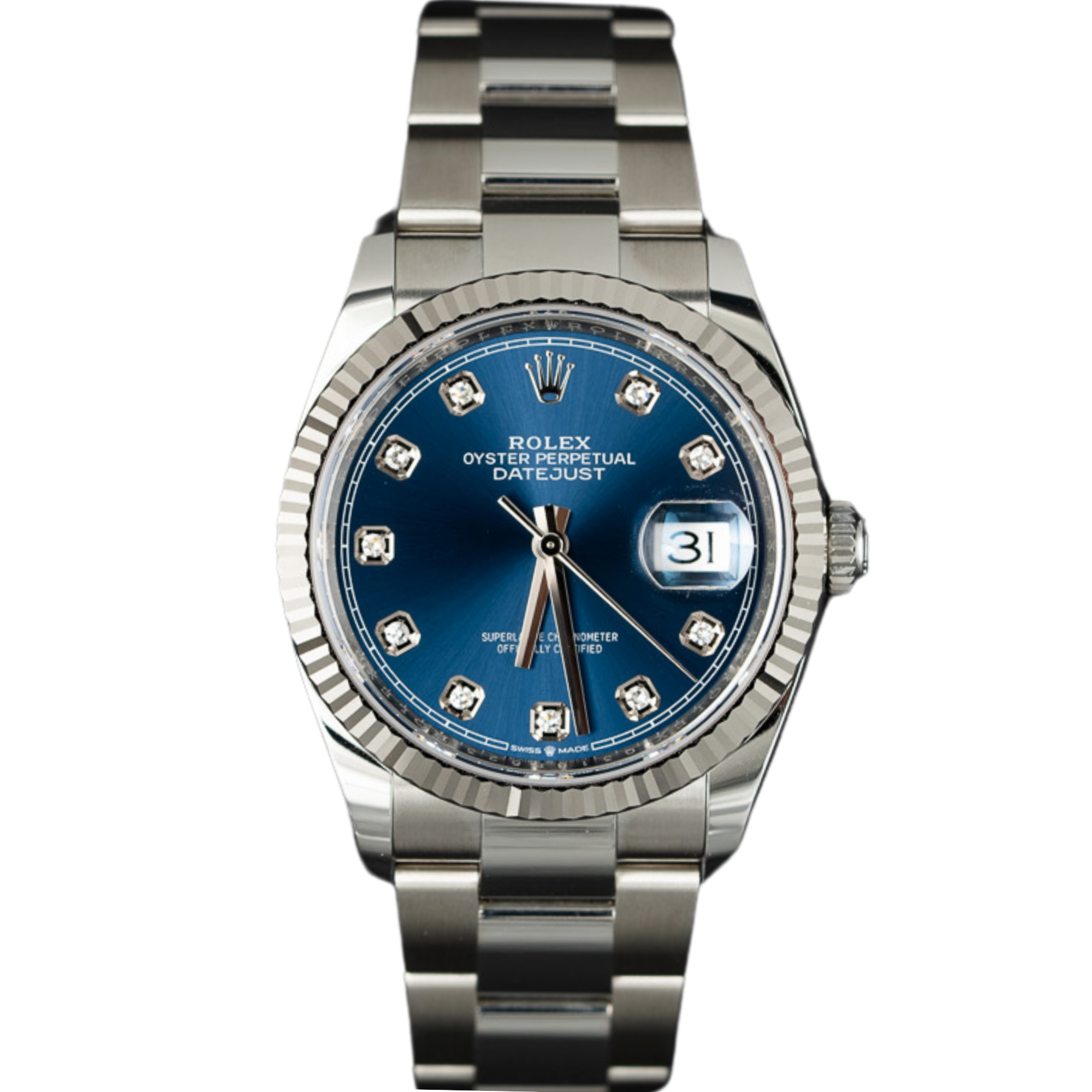 Rolex Datejust Ref. 126234 Stainless Steel Blue Diamond Dial on Oyster/Fluted Bezel