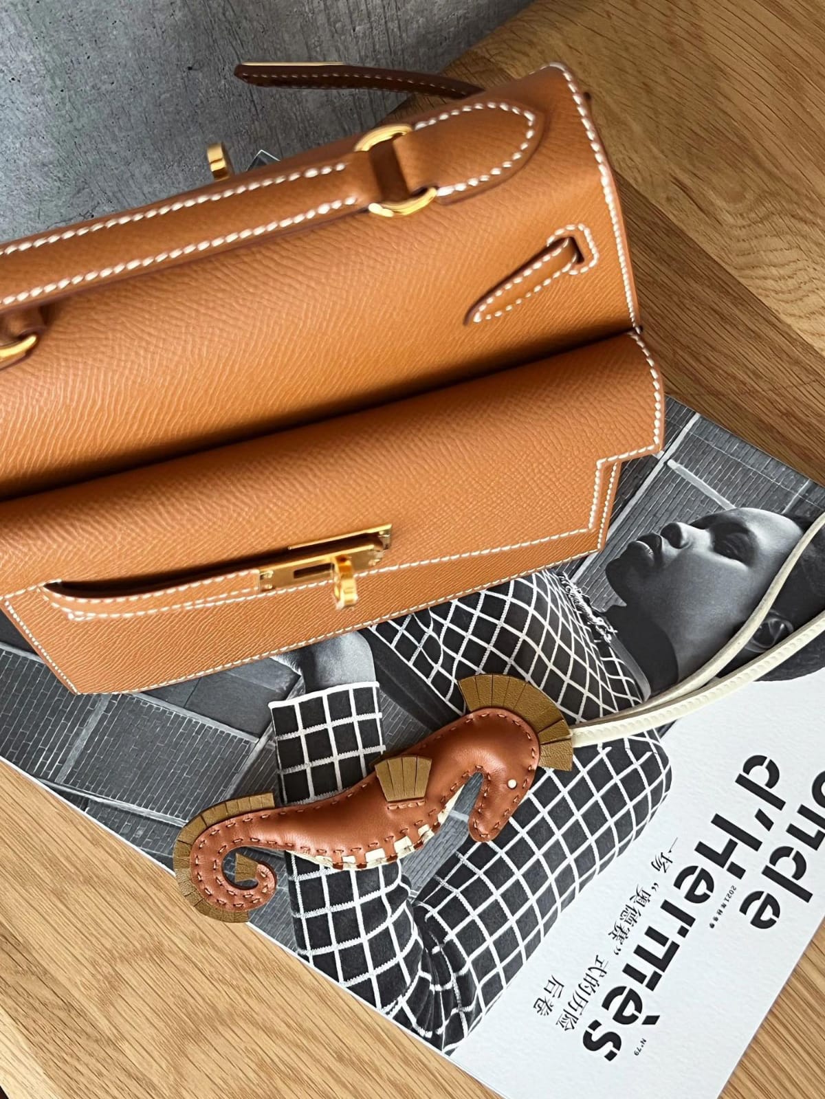 HERMES Inspired Limited Edition Kelly en Desordre shoulder bag in Gold Epsom leather with Gold hardware