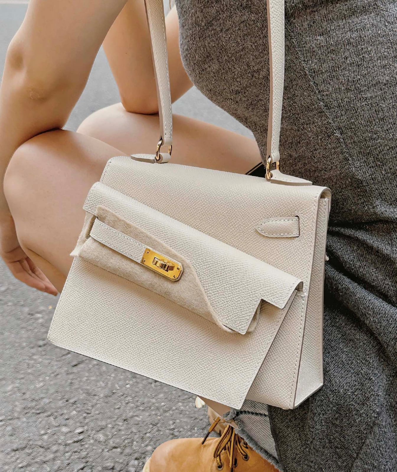 HERMES Inspired Limited Edition Kelly Bag in White