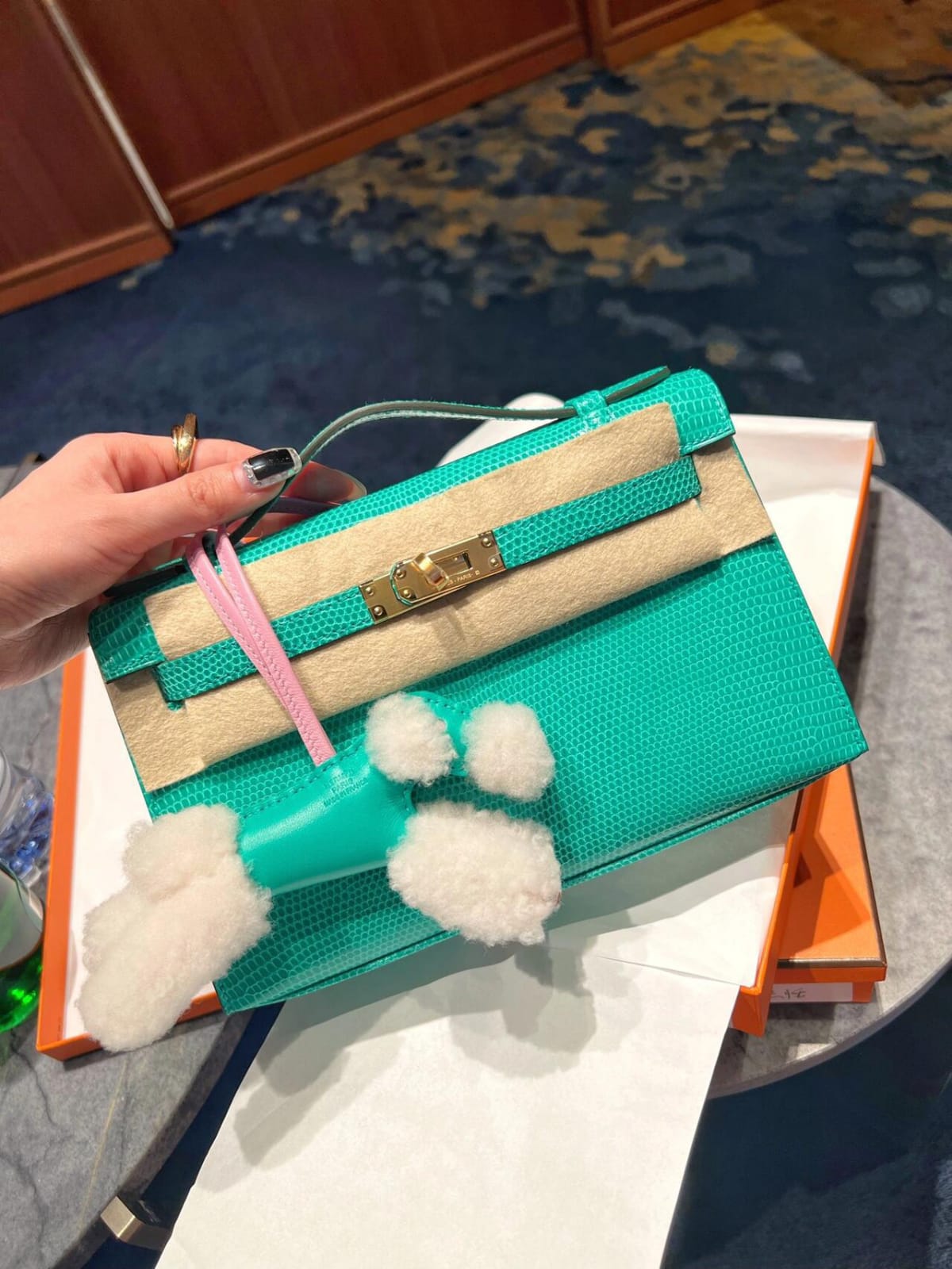 Hermes Inspired Kelly 25 Jade Gold Hardware