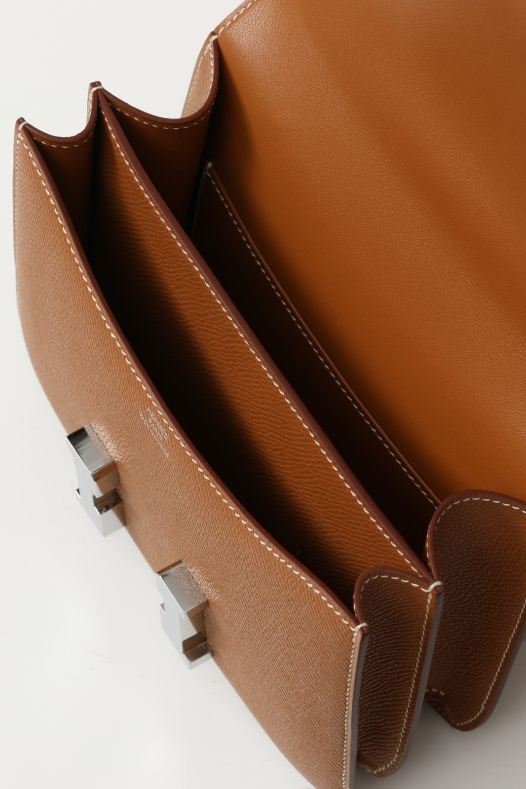 HERMES Inspired Constance 24 shoulder bag in Gold Epsom leather with Palladium hardware