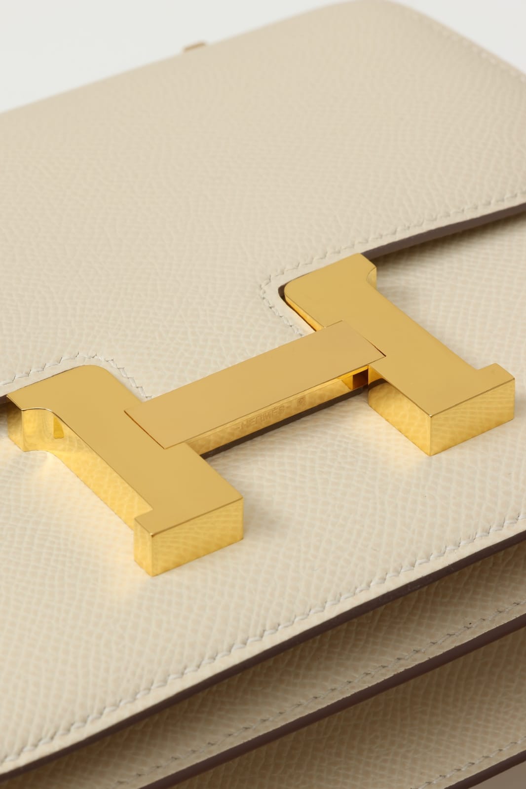 HERMES Inspired Constance 24 shoulder bag in Craie Epsom leather with Rose Gold hardware