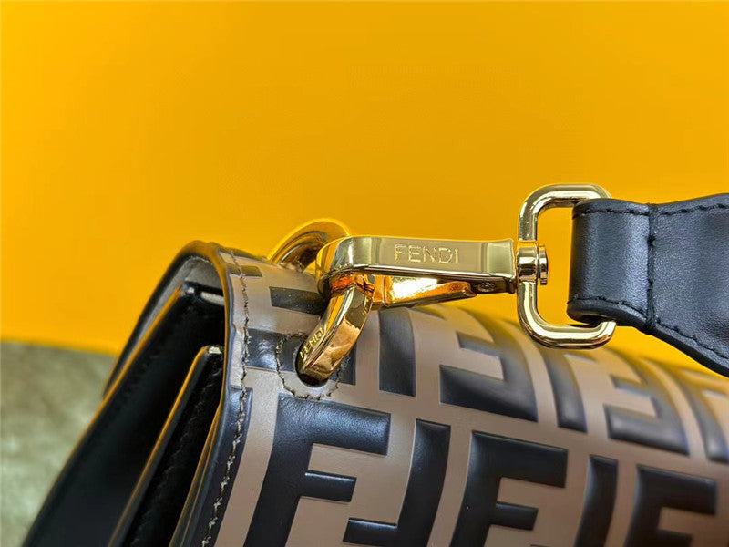 Fendi Inspired FF Logo Leather Kan U Chain Bag