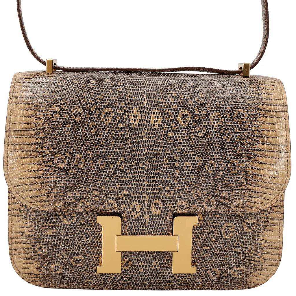 Hermes Inspired Natural Lizard Constance Bag