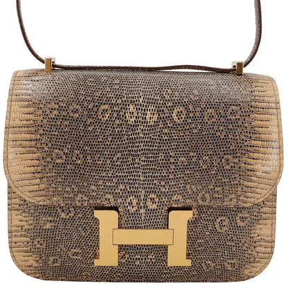 Hermes Inspired Natural Lizard Constance Bag