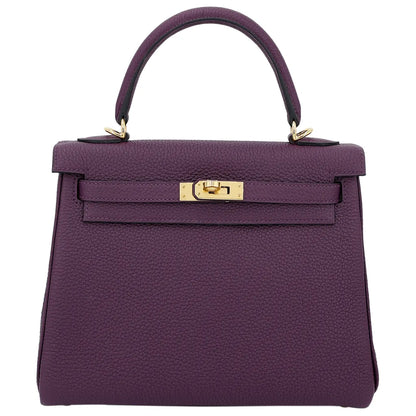 Hermes Inspired Kelly Sellier 25 Etoupe Epsom Gold Hardware