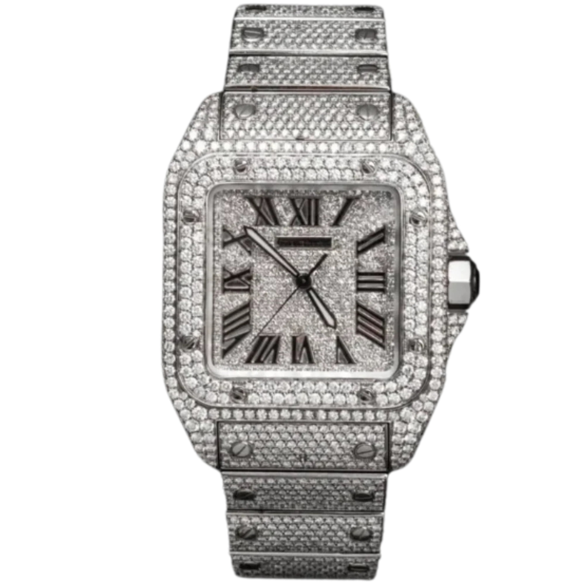 Cartier Steel Santos Bussdown (Dial Too) XL With Black Roman Numerals