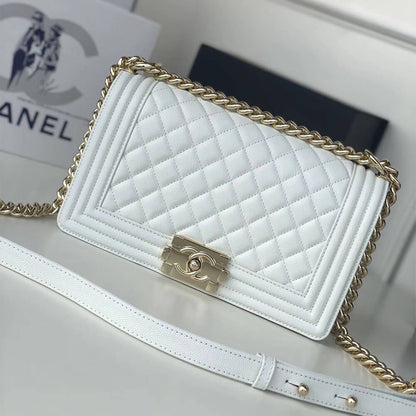 Boy Chanel inspired Bags In white - pochettereps