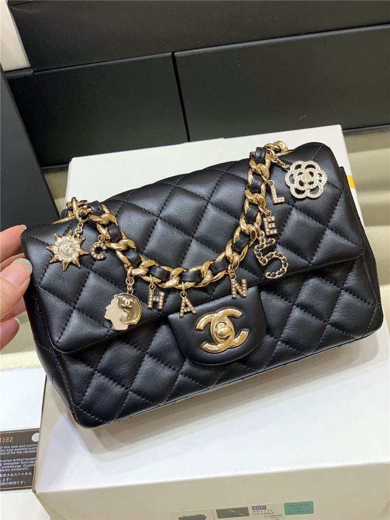 Chanel Inspired Coco Charms Mini Flap Bag