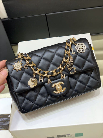 Chanel Inspired Coco Charms Mini Flap Bag