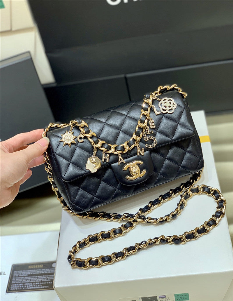 Chanel Inspired Coco Charms Mini Flap Bag