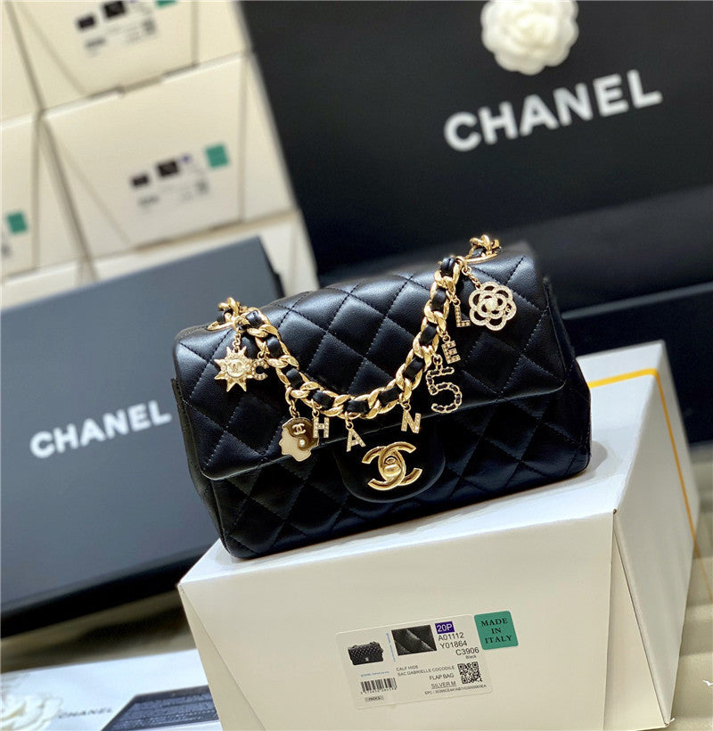 Chanel Inspired Coco Charms Mini Flap Bag