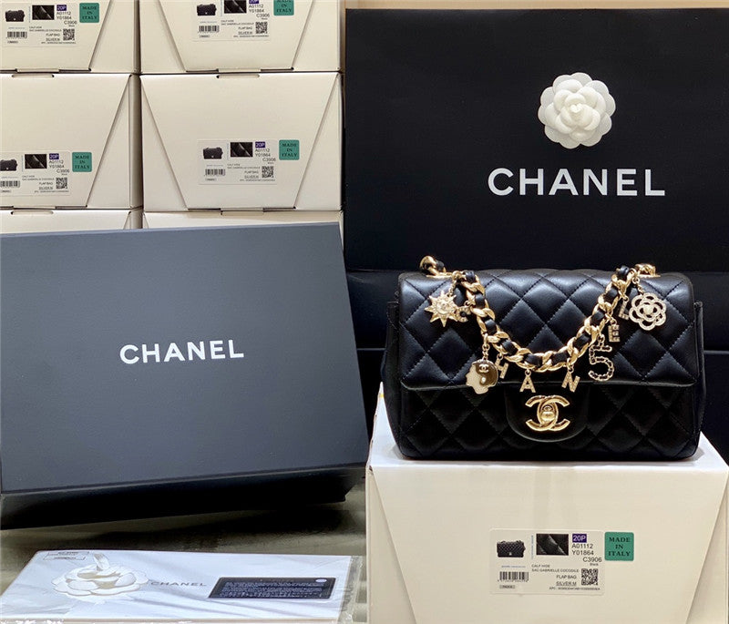 Chanel Inspired Coco Charms Mini Flap Bag