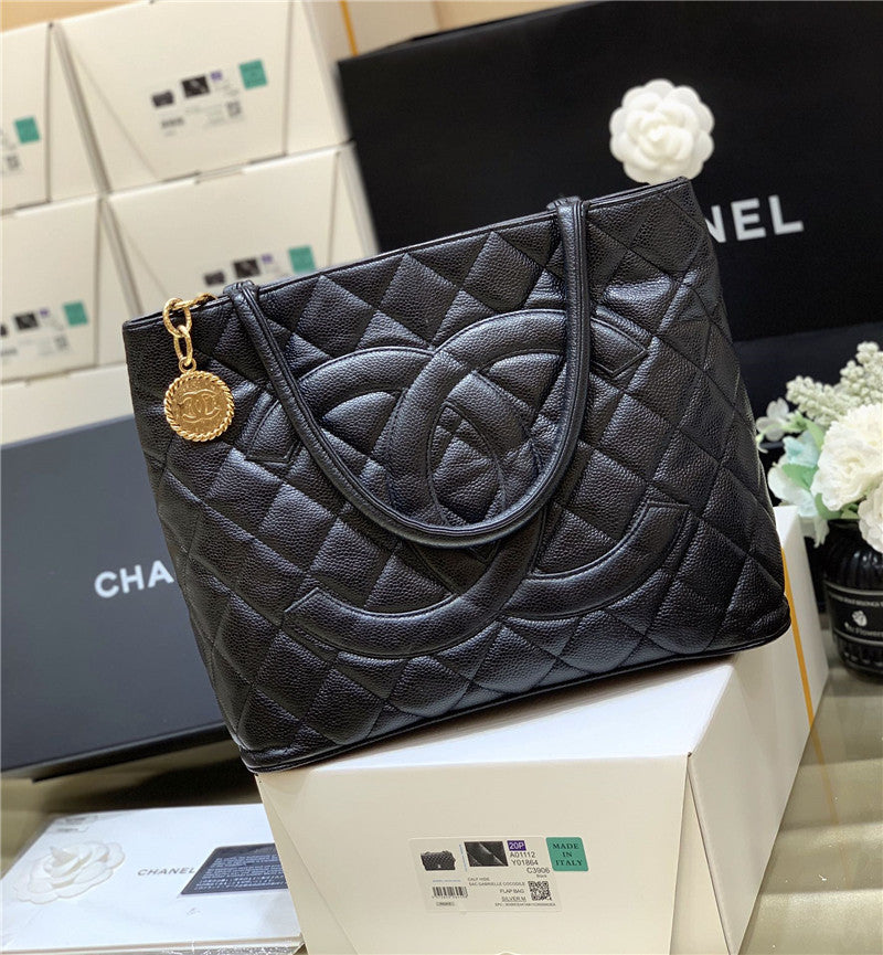 CHANEL Inspired Medallion Tote Caviar Skin Bag
