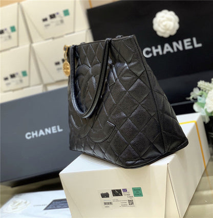 CHANEL Inspired Medallion Tote Caviar Skin Bag
