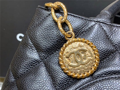 CHANEL Inspired Medallion Tote Caviar Skin Bag
