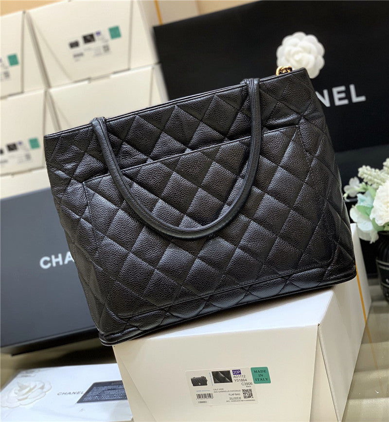 CHANEL Inspired Medallion Tote Caviar Skin Bag