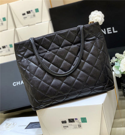 CHANEL Inspired Medallion Tote Caviar Skin Bag