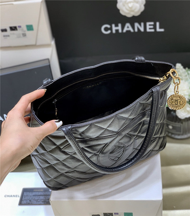 CHANEL Inspired Medallion Tote Caviar Skin Bag