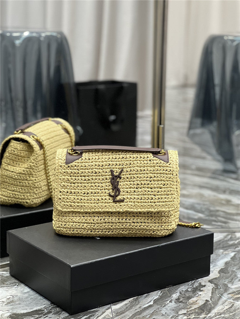 YSL Inspired Medium Niki Raffia Small Bag