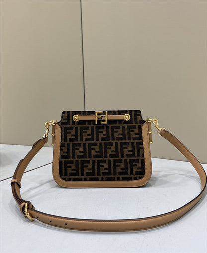 Fendi Inspired Touch Ivory and Python Print Leather Bag