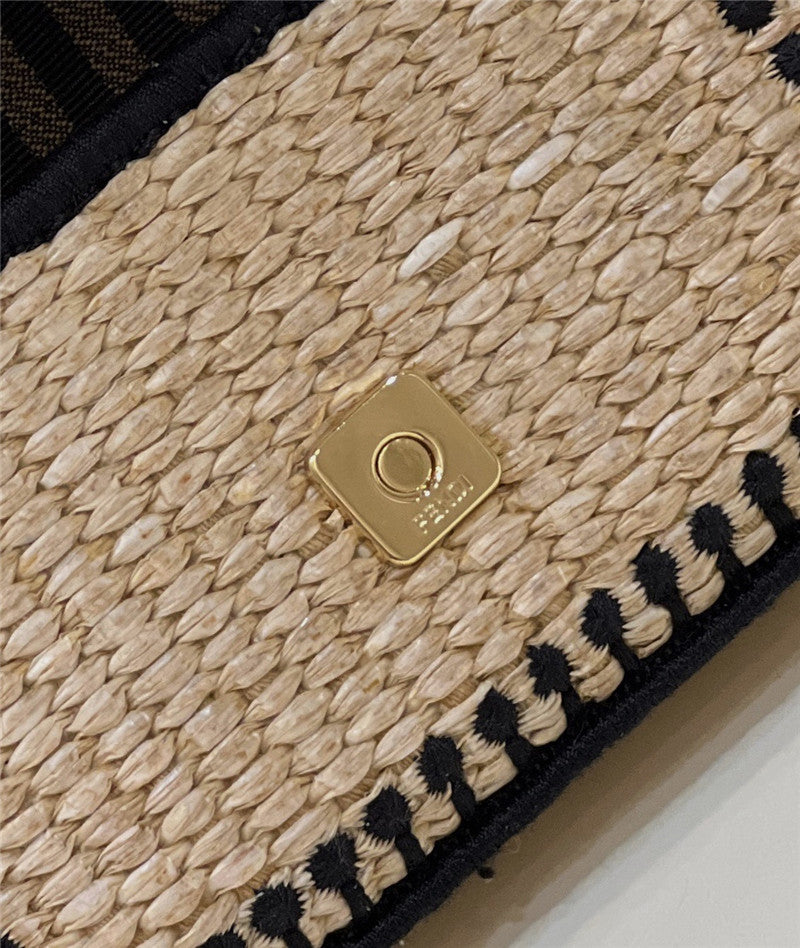 Fendi Inspired Nano Baguette Charm Raffia Bag
