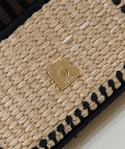 Fendi Inspired Nano Baguette Charm Raffia Bag