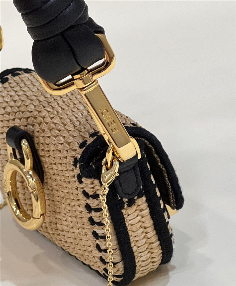 Fendi Inspired Nano Baguette Charm Raffia Bag