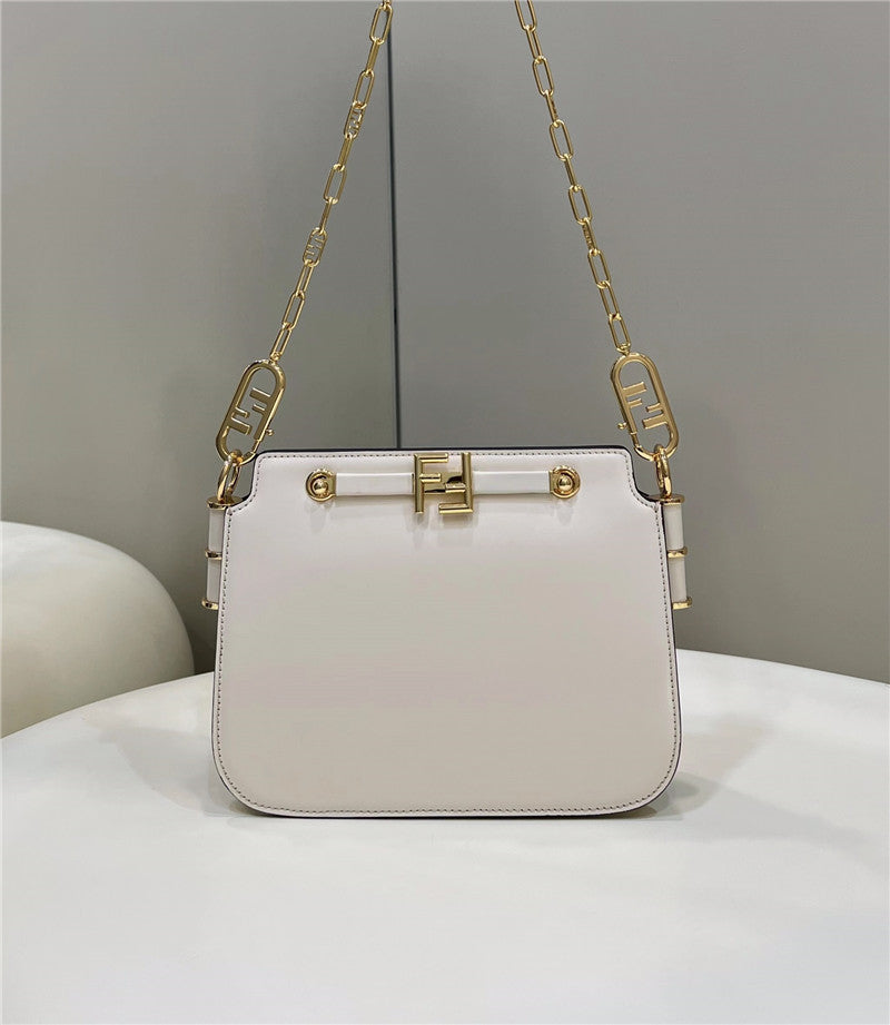 Fendi Inspired Touch Ivory and Python Print Leather Bag