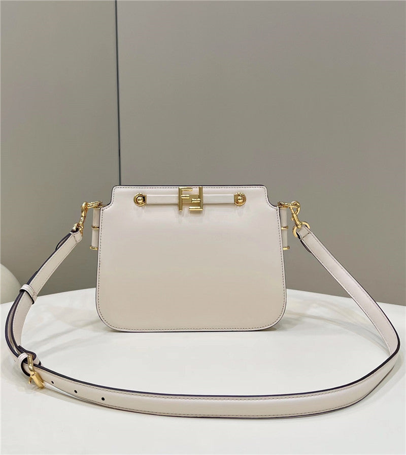 Fendi Inspired Touch Ivory and Python Print Leather Bag