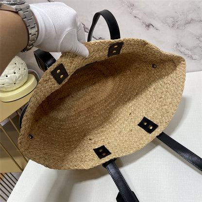 YSL Inspired Caged Raffia Tote Bag